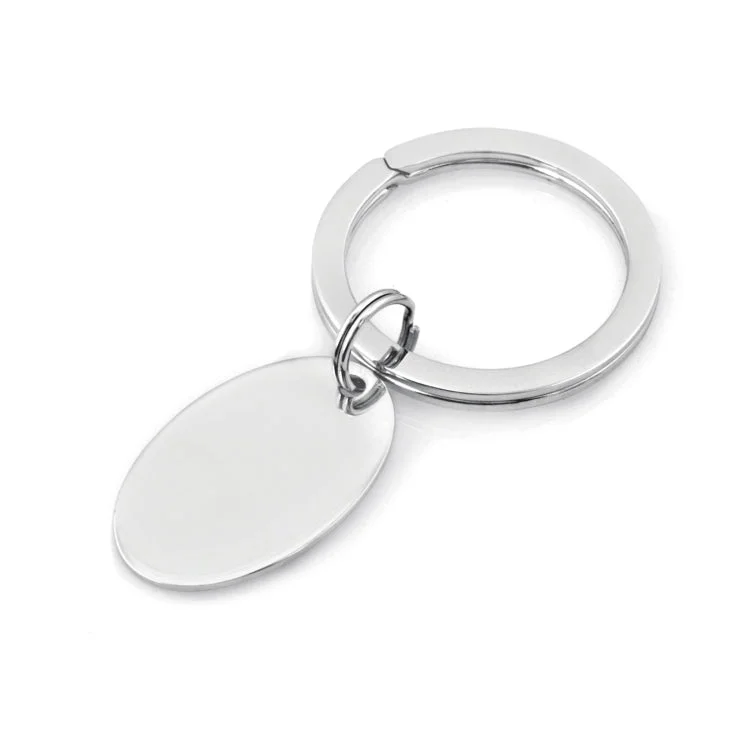 Ladies rings glam charm -Sterling Silver Plain Polished Oval Key Ring