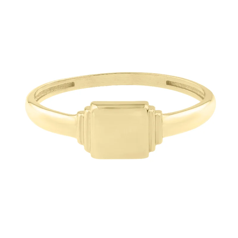 Ladies rings cat shine -14K Mini Signet Ring