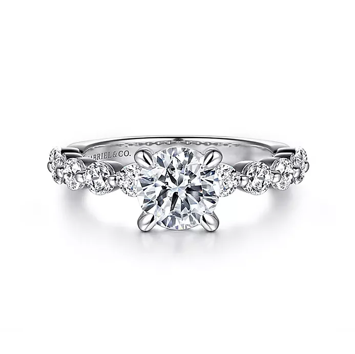 ladies engagement rings celtic-Silvey - 14K White Gold Round Diamond Engagement Ring