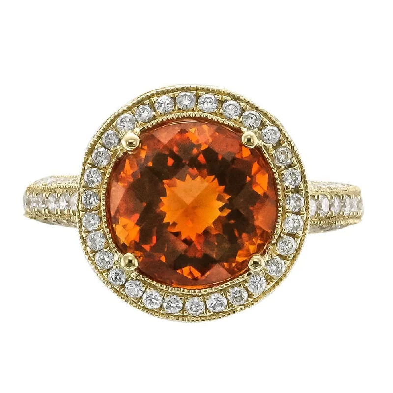 Ladies rings rare glow -JULEVE 18KT YELLOW GOLD 4.26 CT CITRINE AND 1.15 CTW DIAMOND RING