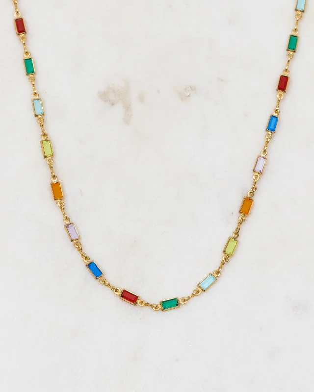 ladies necklaces subtle-Dione Colourful Gold Necklace