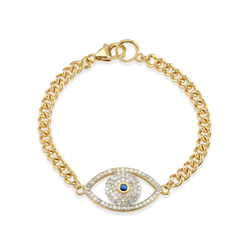 Ladies bracelets swirl shine -14K Gold Evil Eye Curb Chain Bracelet  BG000439