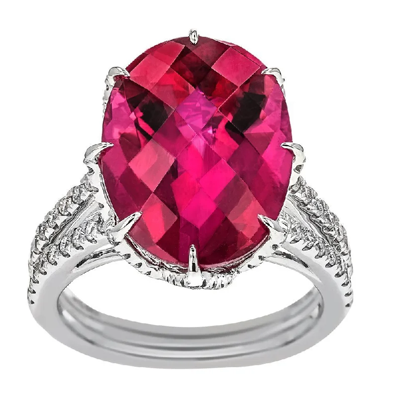 Ladies rings steampunk shine -Juleve 18KT Gold 10.64 CT Rubellite & .93 CTW Diamond Ring