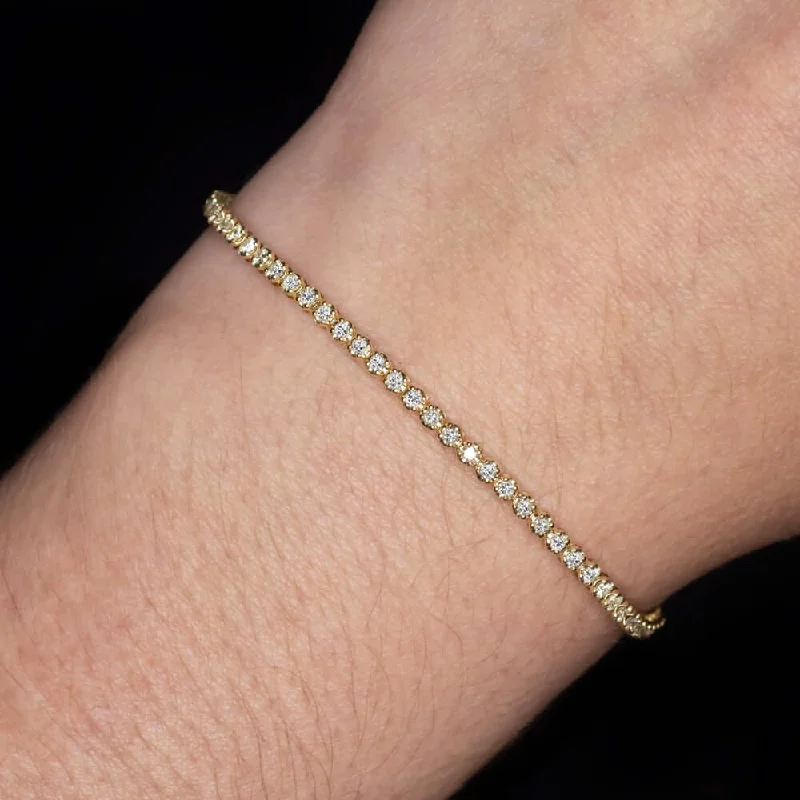 Ladies bracelets dear shine -1ct VERY GOOD CUT DIAMOND TENNIS BRACELET YELLOW GOLD ROUND BRILLIANT CLASSIC