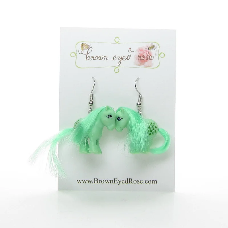 ladies earrings platinum-Minty Retro My Little Pony Earrings