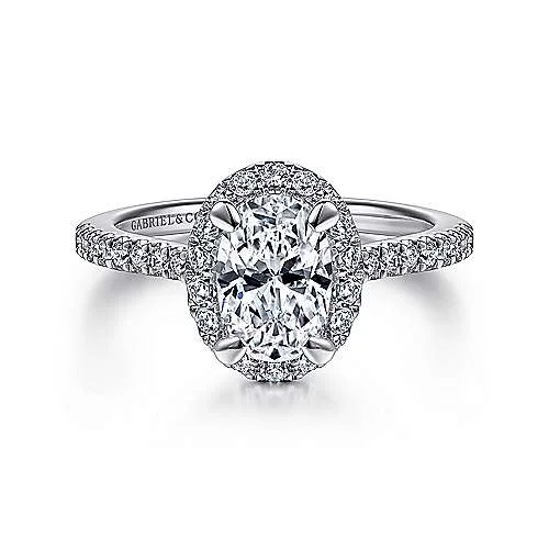 ladies engagement rings modern classic-Idina - 14K White Gold Oval Halo Diamond Engagement Ring