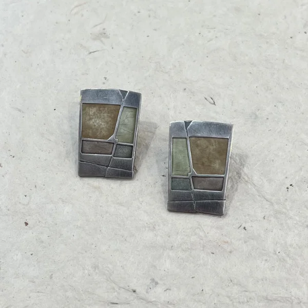 ladies earrings green-Canyon Wall Post Earring in Earth