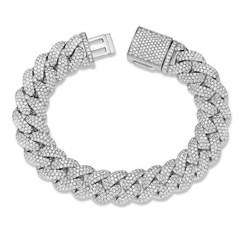 Ladies bracelets desert glow -10K White Gold 22.95ct Prong set Diamond 8mm Cuban Bracelet