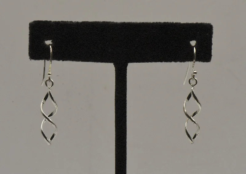 ladies earrings sterling silver-Sterling Silver Spiral Dangle Earrings