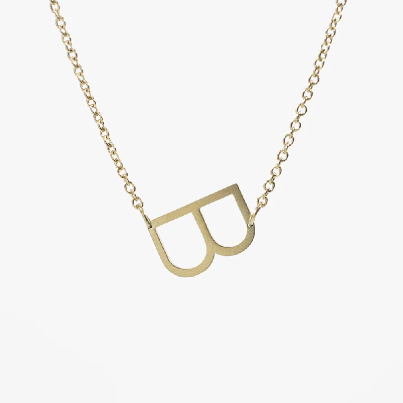 ladies necklaces emerald-Gold Asymmetrical Initial Necklace