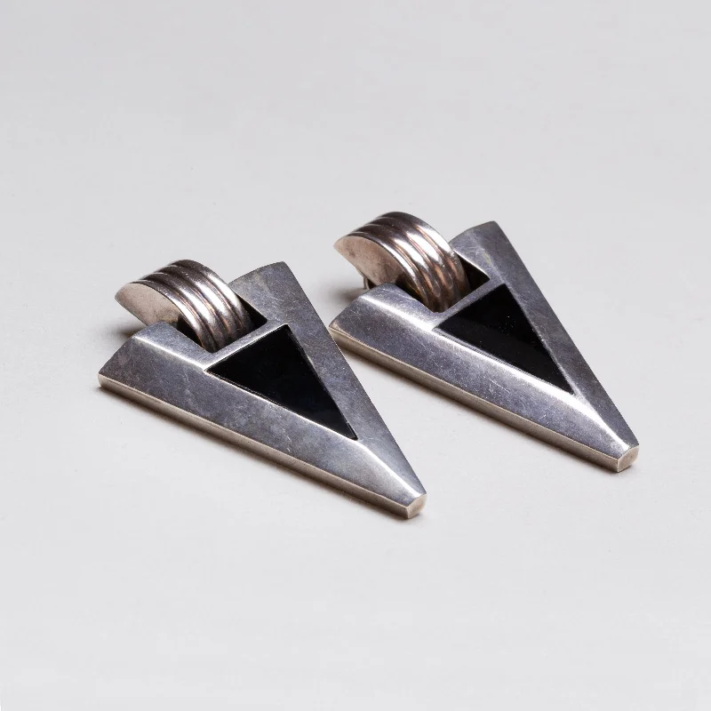 ladies earrings latest-Vintage Mexican Silver Stud Earrings