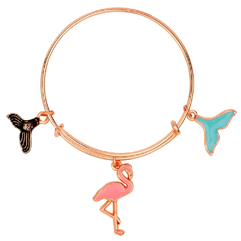 Ladies bracelets halo glow -Mahi Rose Gold Plated 3 Wonderful and Colorful Meenakari Work Charms Kids Bracelets (BRK1100866Z)