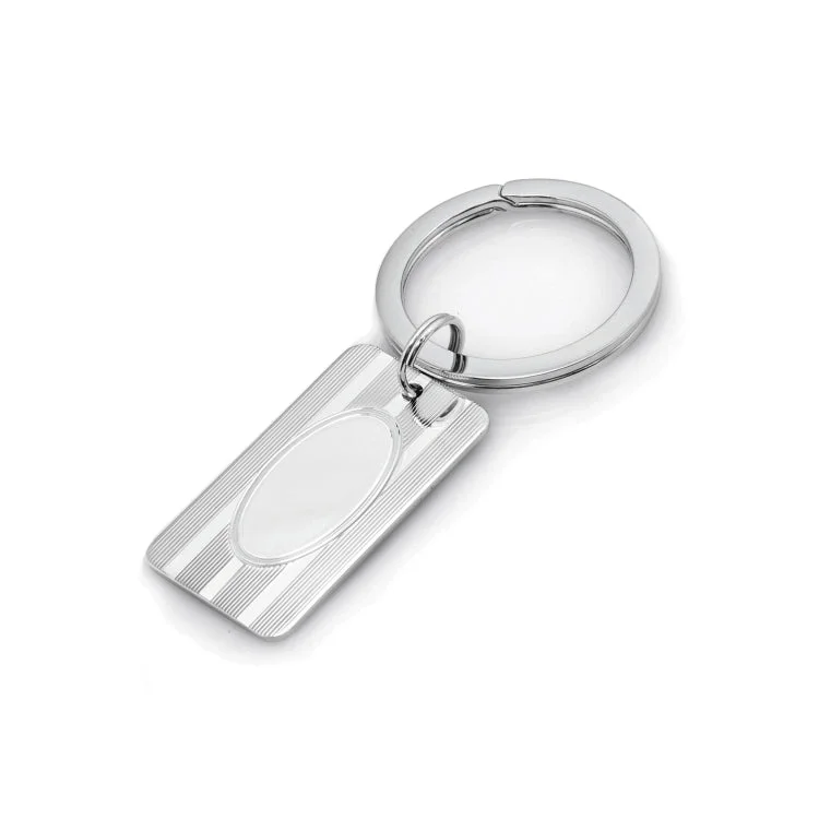 Ladies rings 1990s charm -Sterling Silver Rectangle Engine-Turned Key Ring