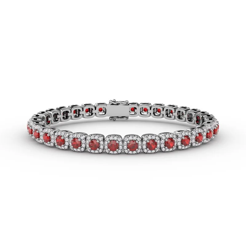 Ladies bracelets fate glow -Cushion Cut Ruby and Diamond Bracelet B1490R