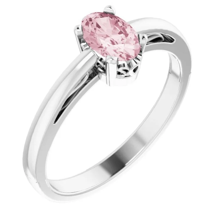 Ladies rings romance charm -14K White Natural Morganite Solitaire Ring