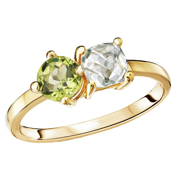 Ladies rings retro charm -Peridot and Green Amethyst Ring