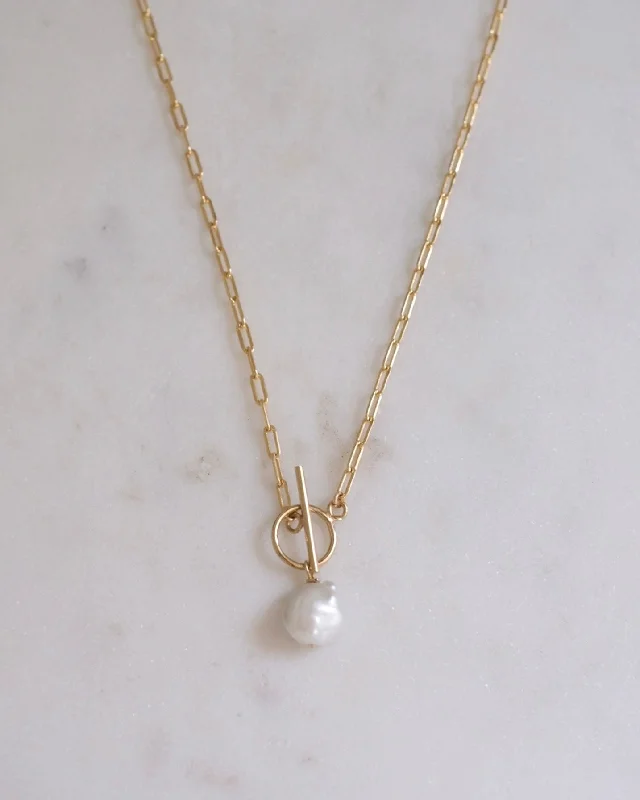 ladies necklaces natural-Keshi Pearl lock necklace