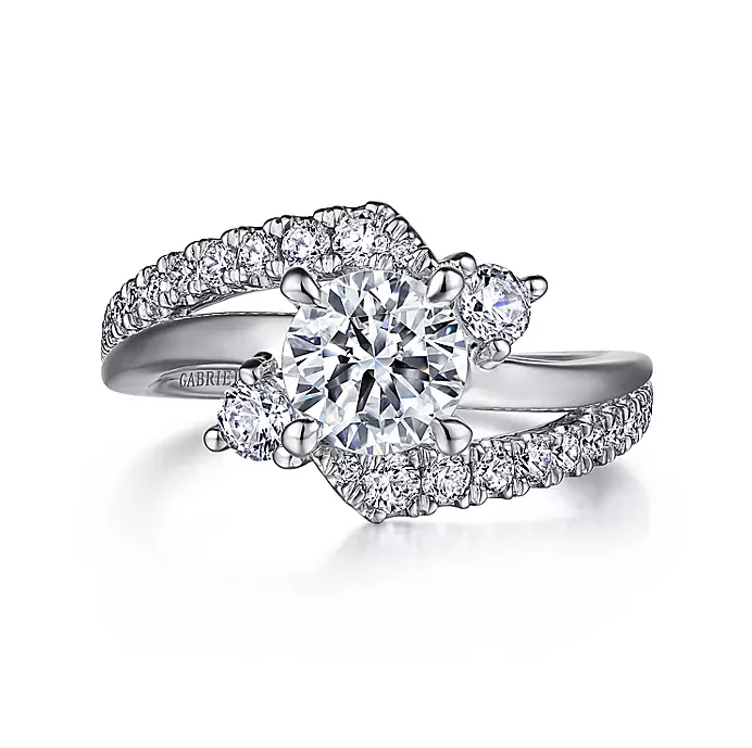 ladies engagement rings lab grown-Jolie - 14K White Gold Bypass Round Diamond Engagement Ring