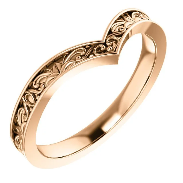 Ladies rings vegan glow -14KT GOLD VINTAGE INSPIRED "V" RING