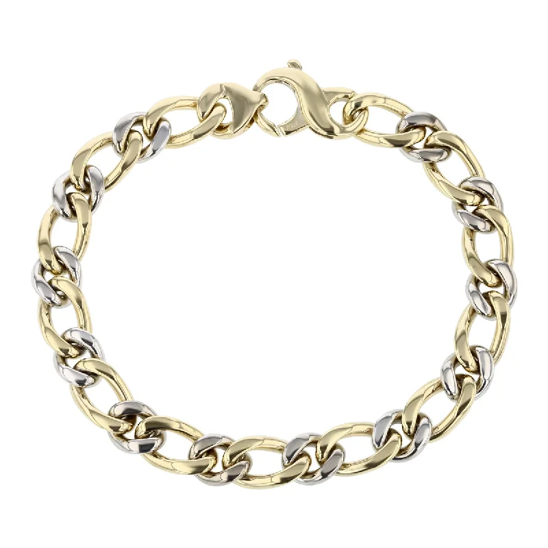 Ladies bracelets hematite glow -Cuban Link Bracelet in 14K Yellow and White Gold, 8.25in