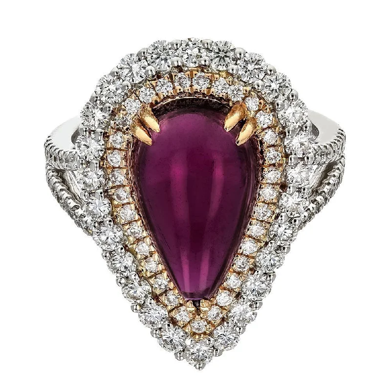 Ladies rings christian glow -Juleve 18KT Two-Tone Gold 4.76 CT Rubellite & 1.34 CTW Diamond Ring