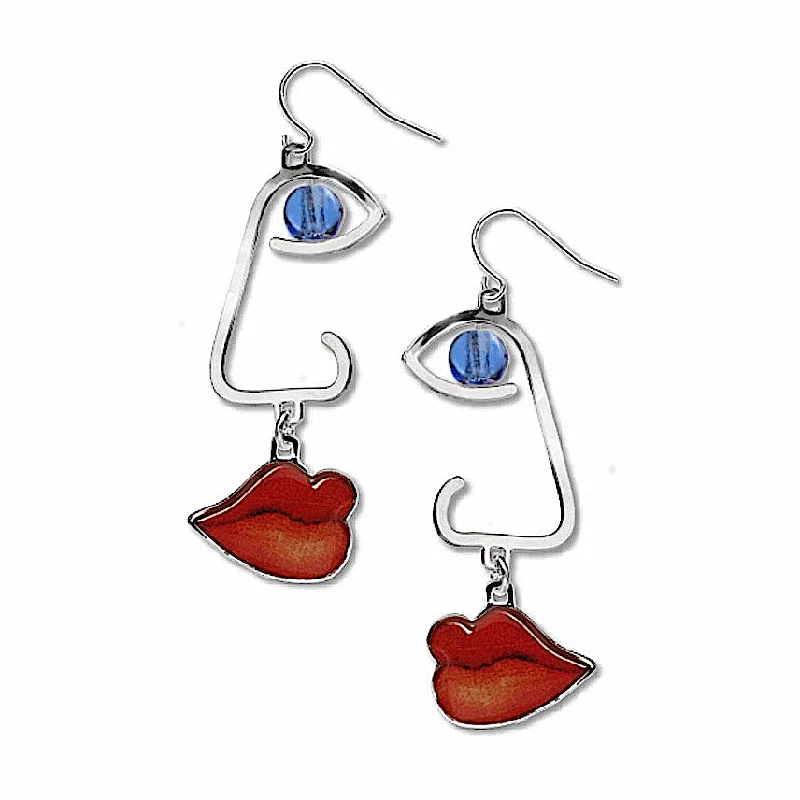 ladies earrings horoscope-Cubist Profile Earrings