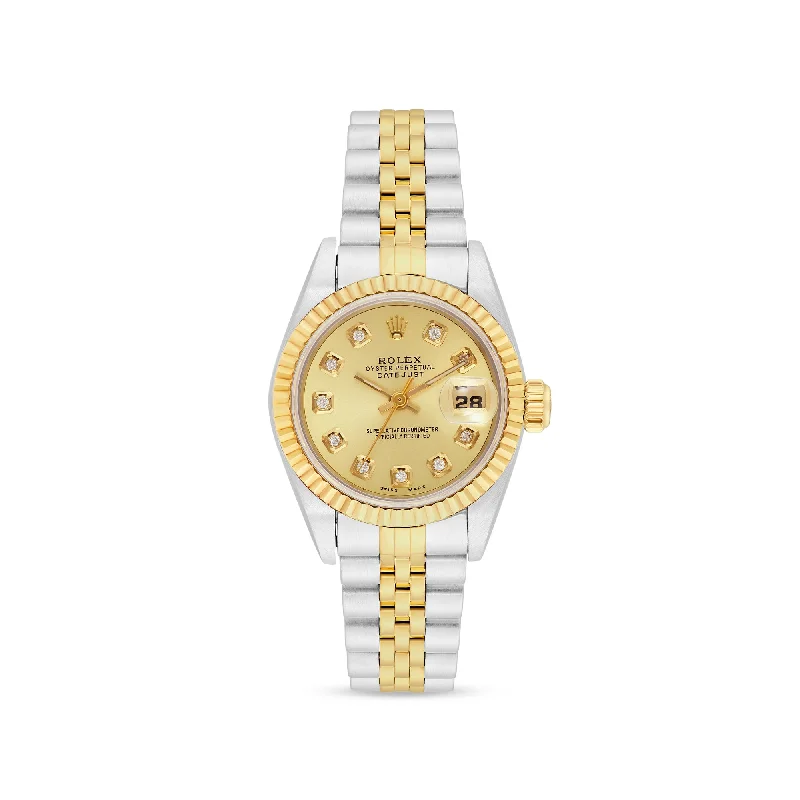 Ladies bracelets sign radiance -Rolex Lady Datejust 68273 31mm champagne diamond dial with two-tone Jubilee bracelet