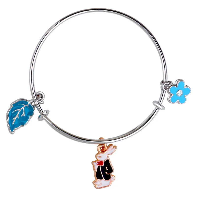 Ladies bracelets plain radiance -Mahi Rabit Floral & Leaf Shaped Enamel Work Charms Kids Bracelets for Girls (BRK1100953M)