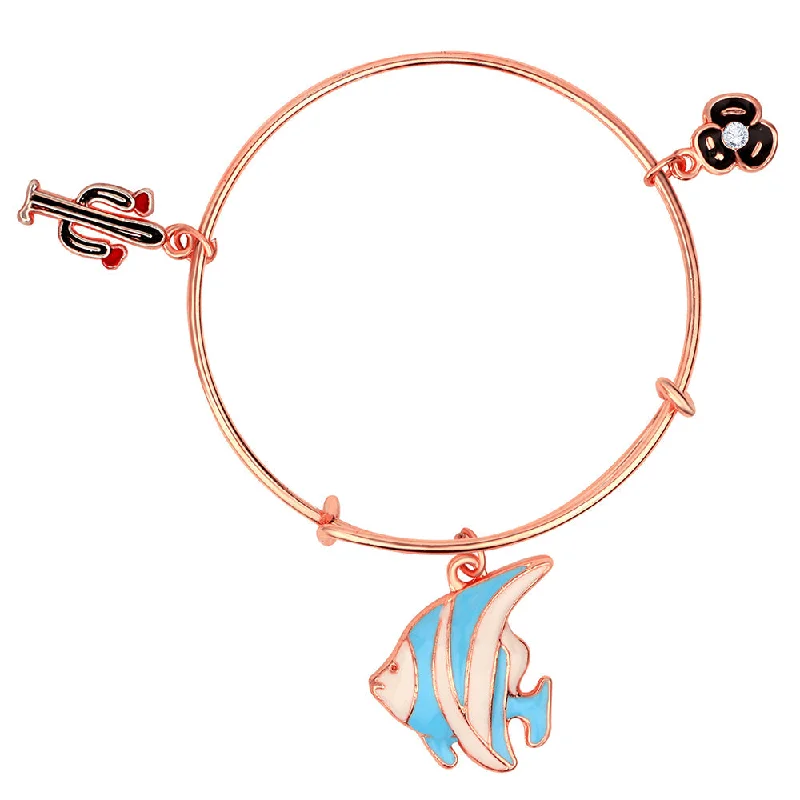 Ladies bracelets legacy charm -Mahi Rose Gold Plated Fish Flower & Cactus Shaped Charms Kids Bracelets for Kids (BRK1100830Z)