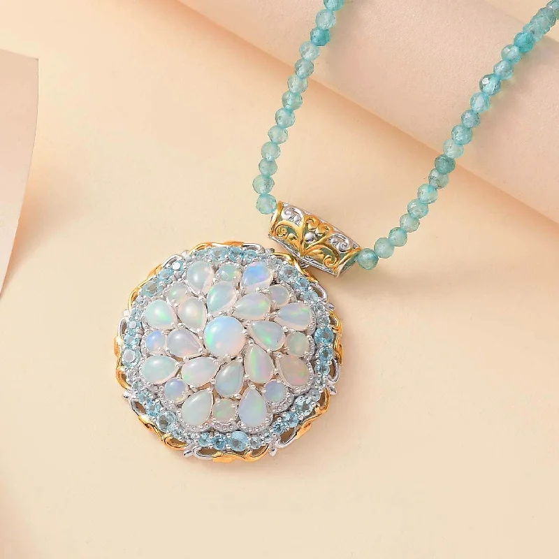 ladies necklaces cleaning-Celestial Garden Pendant with Beaded Necklace