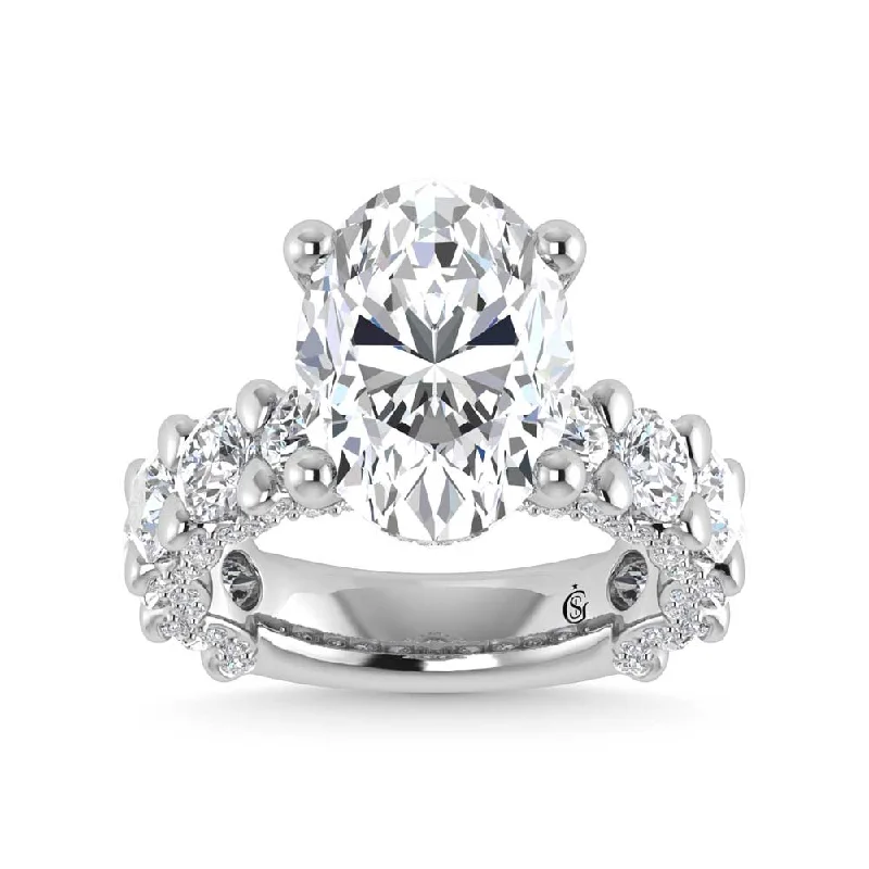 ladies engagement rings prong-14K White Gold Lab Grown  Diamond 9 1/6 Ct.Tw. Victoria Engagement Ring