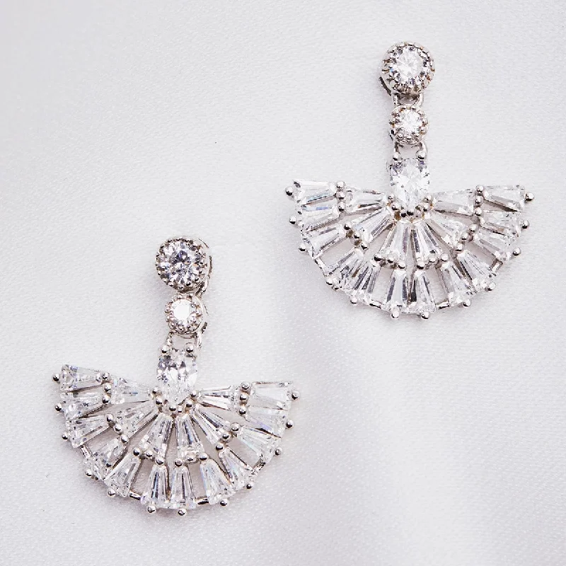 ladies earrings resale-Mini Crystal Fan Drop Earring