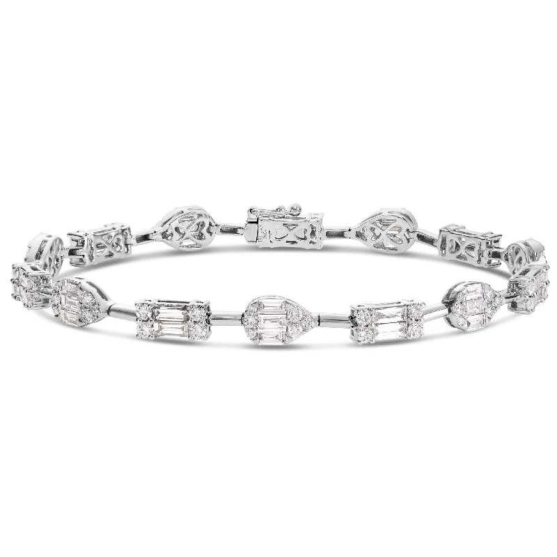 Ladies bracelets amber glow -18K White Gold 3.6ct Baguette Diamond Bracelet