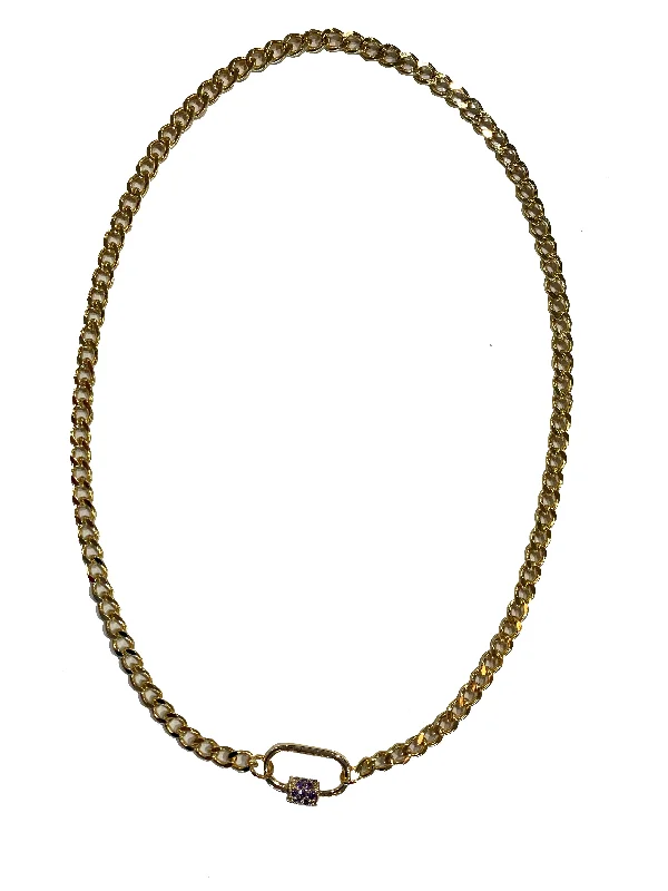 ladies necklaces chain-Cuban Classic Lock Necklace