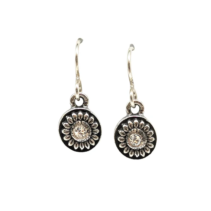 ladies earrings natural-Crystal Sunflower Earrings