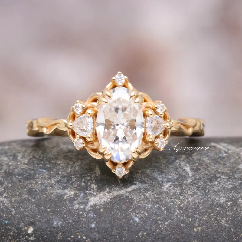 ladies engagement rings daily-Esme Moissanite/ Diamond Engagement Ring- 14K Solid Yellow Gold