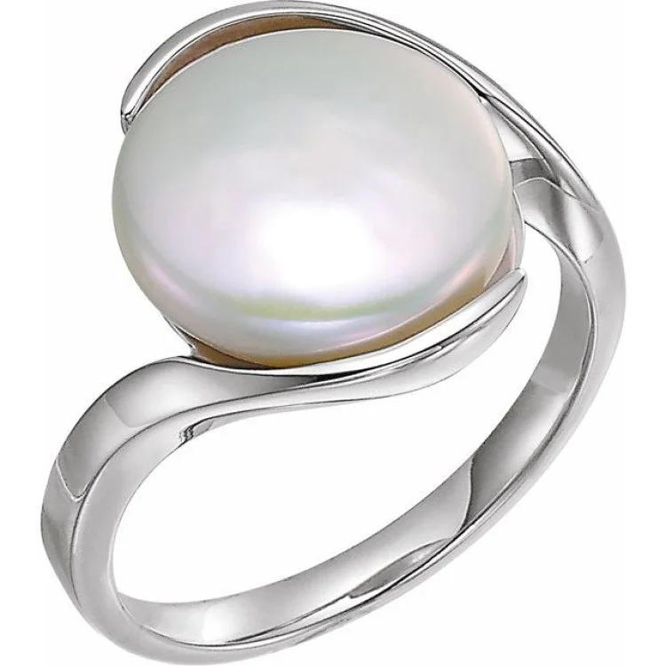 Ladies rings boho charm -Coin Pearl Ring