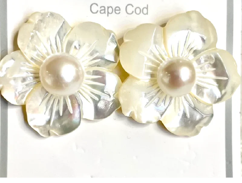 Earrings - Etched Flower Stud