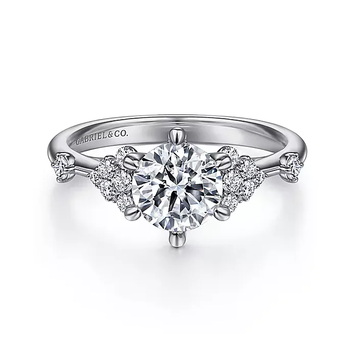 ladies engagement rings storage-Leonora - 14K White Gold Round Diamond Engagement Ring