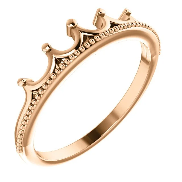 Ladies rings wood glow -14KT GOLD STACKABLE CROWN RING