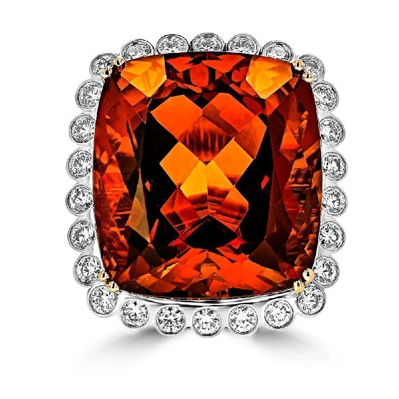 Ladies rings mother glow -JULEVE 18KT 31.10 CT NATURAL MADEIRA CITRINE & 1.74 CTW DIAMOND RING