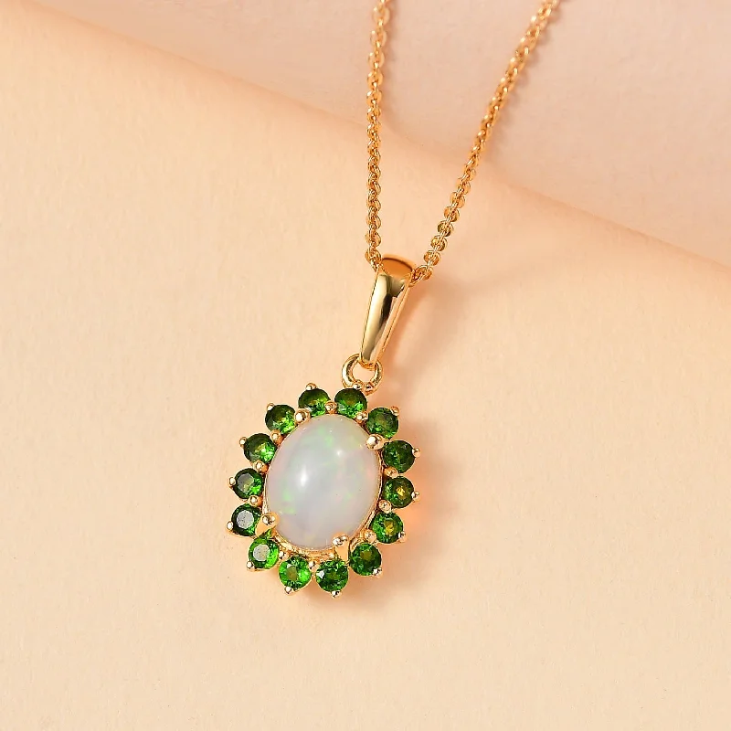 ladies necklaces celebration-Dahlia Blossom Necklace with Opal and Diopside