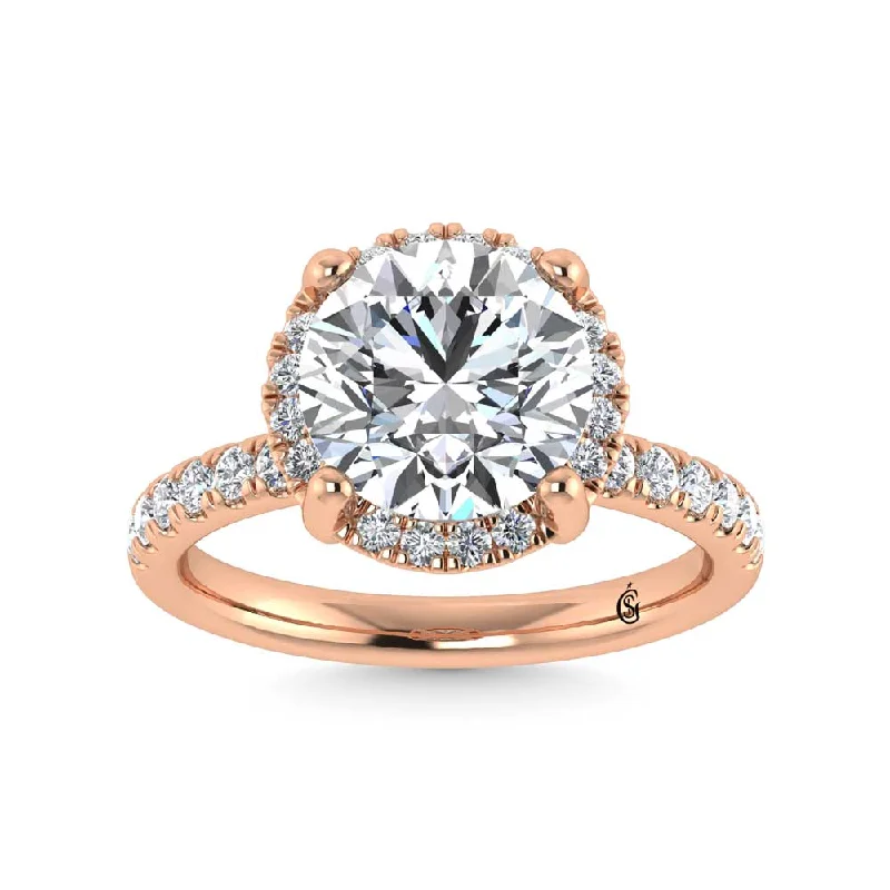 ladies engagement rings invisible-14K Rose Gold Lab Grown Diamond 4 5/8 Ct.Tw. Round Shape Engagement Ring