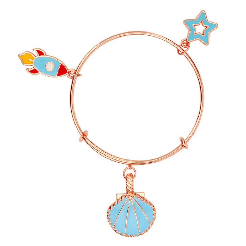 Ladies bracelets shop shine -Mahi Rose Gold Plated 3 Wonderful and Colorful Meenakari Work Charms Kids Bracelets for Girls (BRK1100813Z)