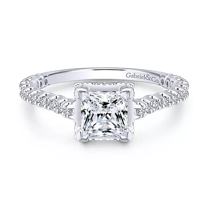 ladies engagement rings custom-Alberta - 14K White Gold Princess Cut Diamond Engagement Ring