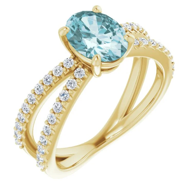 Ladies rings heirloom charm -14K Yellow Natural Sky Blue Topaz & 1/3 CTW Natural Diamond Ring