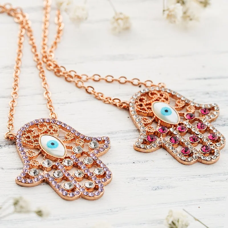 ladies necklaces red-Hamsa Eye Necklace