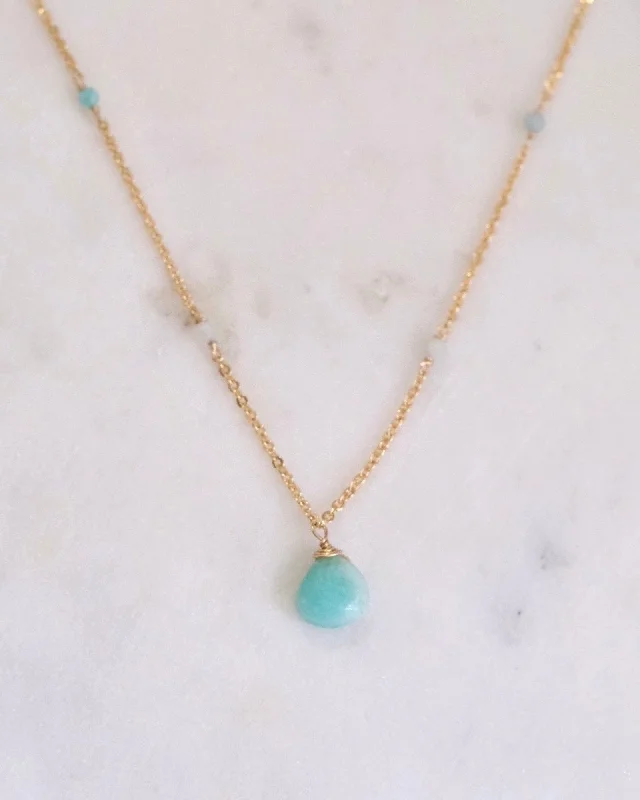 ladies necklaces oval-Amazonite Bohemian Necklace