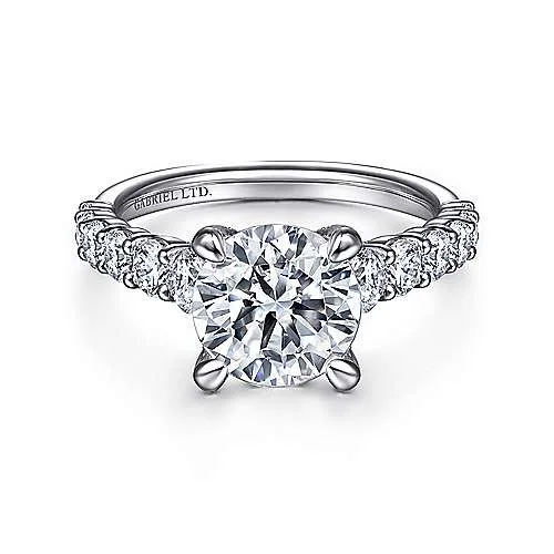 ladies engagement rings bold-Winslet - 18K White Gold Round Diamond Engagement Ring