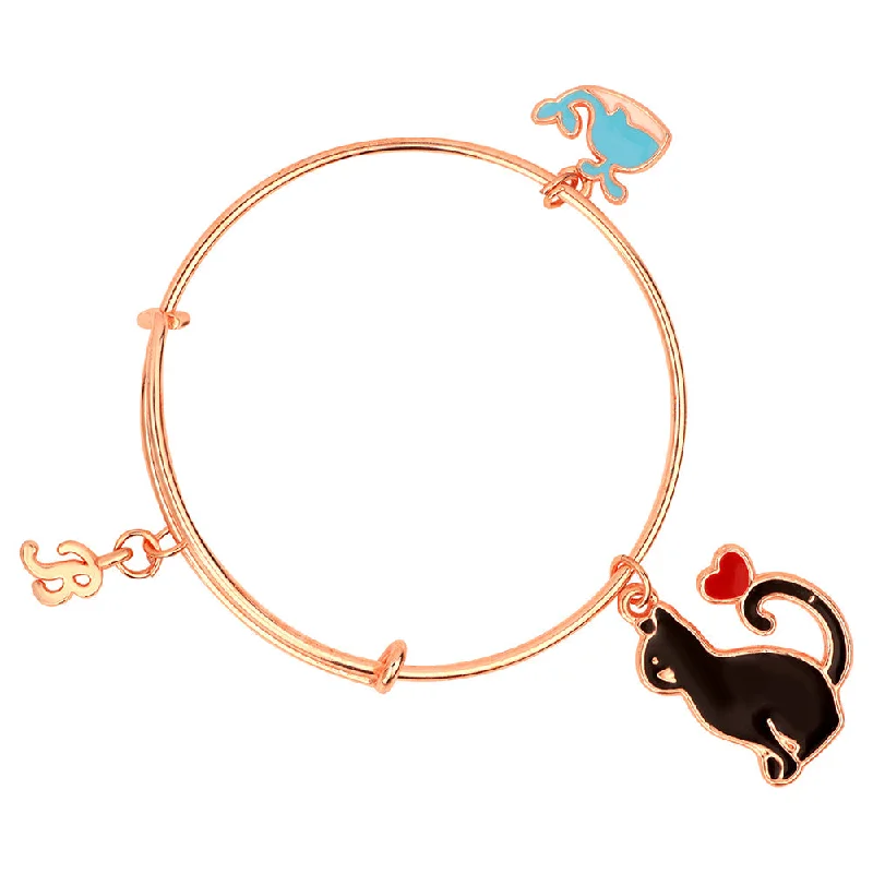 Ladies bracelets pal charm -Mahi Rose Gold Plated B Letter and Fish, Cat Shaped Colorful Enamel Work Charms Kids Bracelets for Girls (BRK1100827Z)